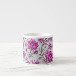 Lebendiges rosa Blumenmuster mit Magenta-Blumen Espressotasse