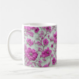 Lebendiges rosa Blumenmuster mit Magenta-Blumen Kaffeetasse