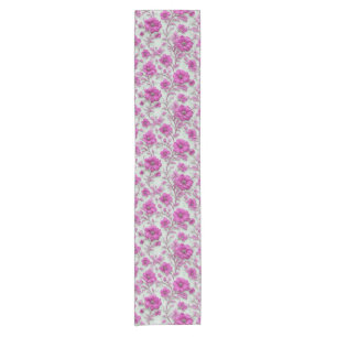 Lebendiges rosa Blumenmuster mit magenta Blüten Kurzer Tischläufer