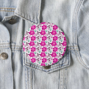 Lebendiges rosa Blumenmuster Moderne, kräftige B Button