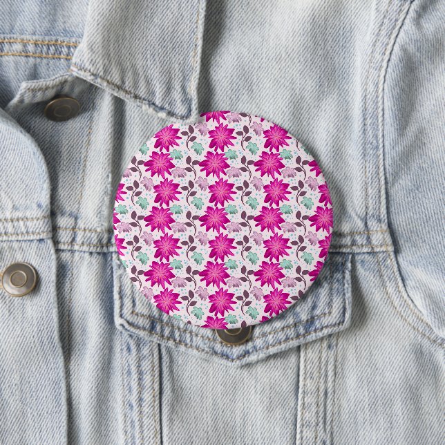 Lebendiges rosa Blumenmuster | Moderne, kräftige B Button (Beispiel)