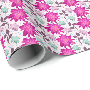 Lebendiges rosa Blumenmuster   Moderne, kräftige B Geschenkpapier