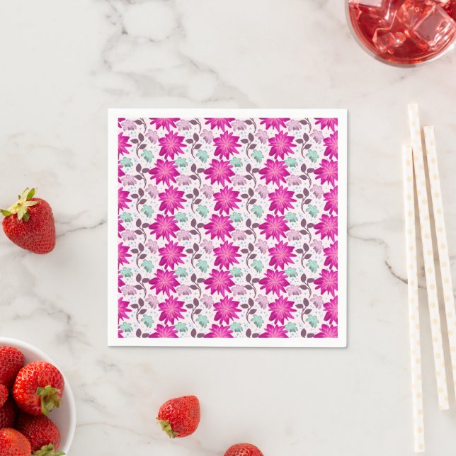 Lebendiges rosa Blumenmuster | Moderne, kräftige B Serviette (Beispiel)