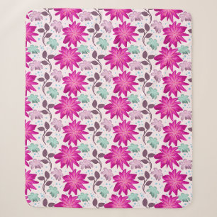Lebendiges rosa Blumenmuster   Moderne, kräftige B Sherpadecke