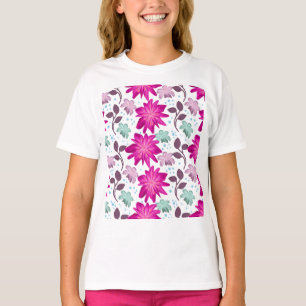 Lebendiges rosa Blumenmuster Moderne, kräftige B T-Shirt
