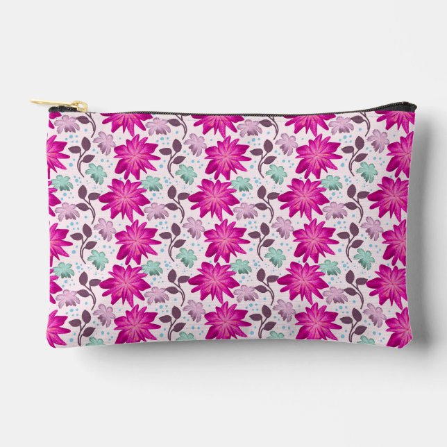 Lebendiges rosa Blumenmuster | Moderne, kräftige B Zubehörtasche (Vorderseite)
