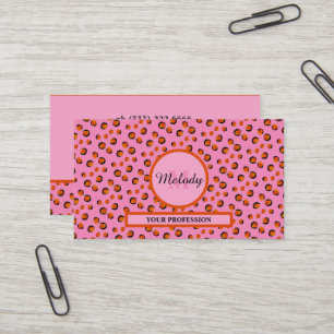 lebendiges rosa Leopard-Tierdruck-Monogramm Visitenkarte