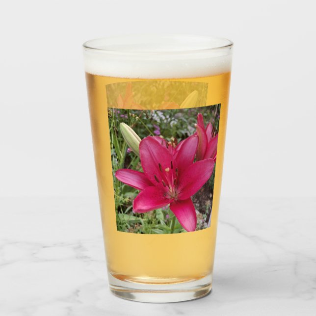Lebendiges Rosa Lilly Glas (Vorne (Gefüllt))