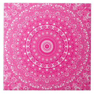 Lebendiges Rosa Mandala-Muster Fliese