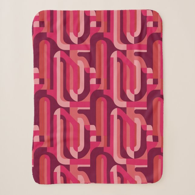 lebendiges rosa retro abstraktes Muster Sherpadecke (Vorderseite)