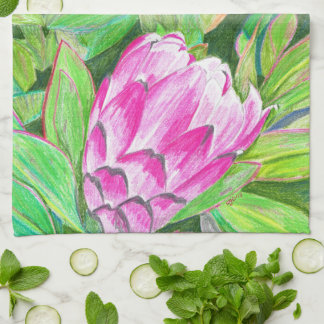 Lebendiges Rosa Südafrikanisches Protea Küchenhand Geschirrtuch