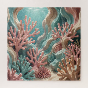 Lebendiges rosa Teal-Korallenriff Unterwasser Ozea Puzzle