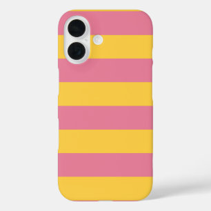 Lebendiges Rosa und Gelb Vertikal gestreiftes Must iPhone 16 Hülle
