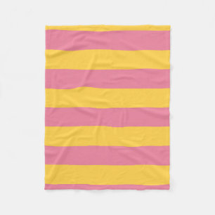 Lebendiges Rosa und Gelb Vertikal gestreiftes Must Fleecedecke