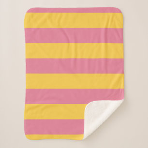 Lebendiges Rosa und Gelb Vertikal gestreiftes Must Sherpadecke