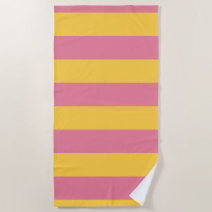 Lebendiges Rosa und Gelb Vertikal gestreiftes Must Strandtuch