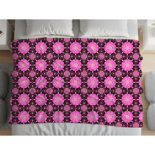 Lebendiges rosa und violettes geometrisches Muster Fleecedecke