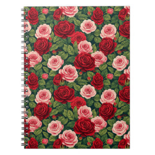 Lebendiges Rosenmuster mit roten und rosa Rosen Notizblock