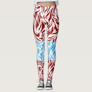 Lebendiges Rot- und Blau-Abstraktwirbel-Muster Leg Leggings