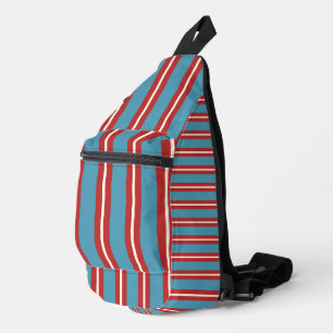 Lebendiges Rot- und Blau-Gestreiftes Muster Modern Crossbody Bag