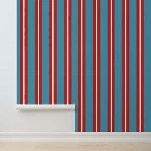Lebendiges Rot- und Blau gestreiftes Muster modern Tapete