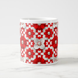 Lebendiges Rot-Weiß-Blumenmuster mit Perlen Jumbo-Tasse