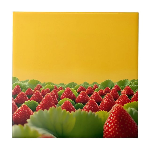 Lebendiges rotes Erdbeerfeld Fliese (Vorderseite)