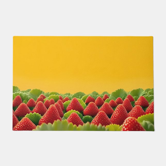 Lebendiges rotes Erdbeerfeld Fußmatte (Vorderseite)