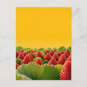 Lebendiges rotes Erdbeerfeld Postkarte