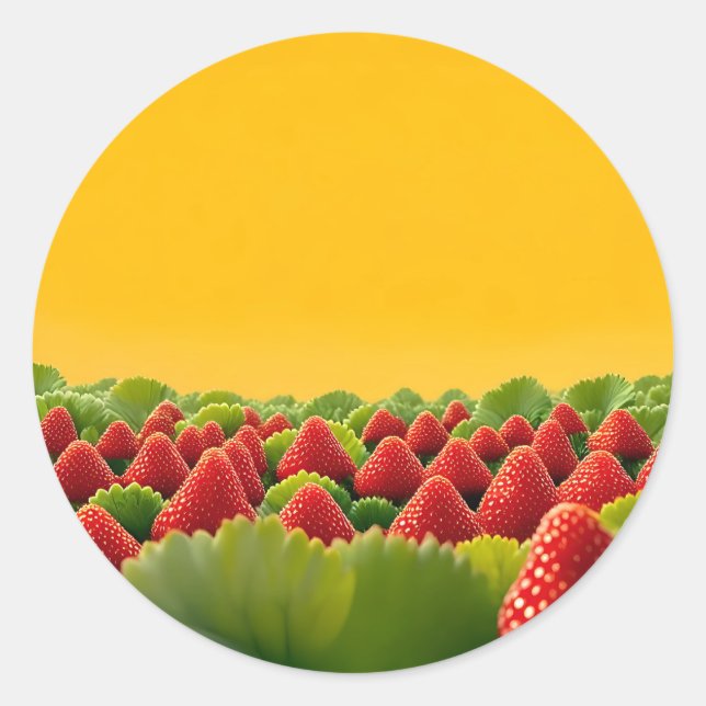Lebendiges rotes Erdbeerfeld Runder Aufkleber (Vorderseite)