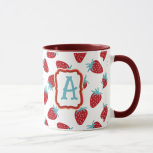 Lebendiges rotes Erdbeermuster Keramik-Kaffeetasse Tasse