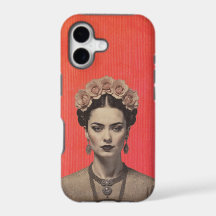 Lebendiges rotes Frida-Porträt iPhone-Case