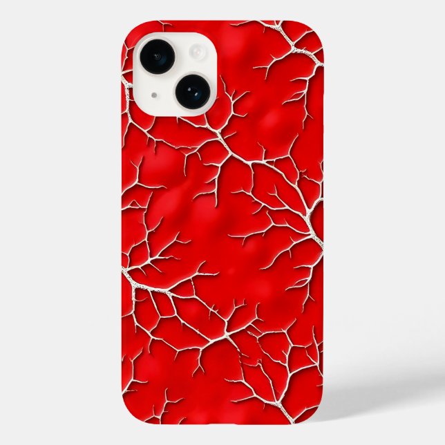 Lebendiges rotes iPhone-Case mit Ast-Textur Case-Mate iPhone Hülle (Rückseite)