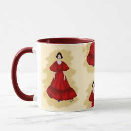 Lebendiges rotes Kleid mit skulpturalem Bewegungss Tasse