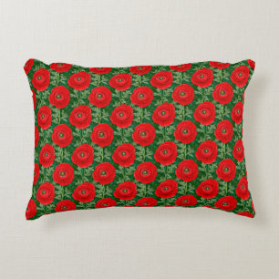 Lebendiges rotes Ranunculus-Blumenmuster Dekokissen