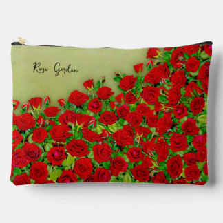 Lebendiges rotes Rosengarten-Blumenmuster Zubehörtasche