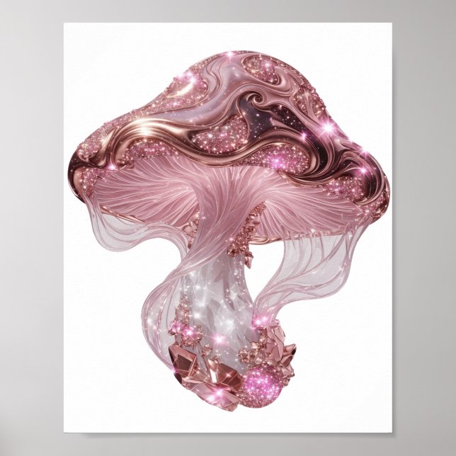 Lebendiges Silber STRAHLEND ROSA PILZ Poster (Vorne)