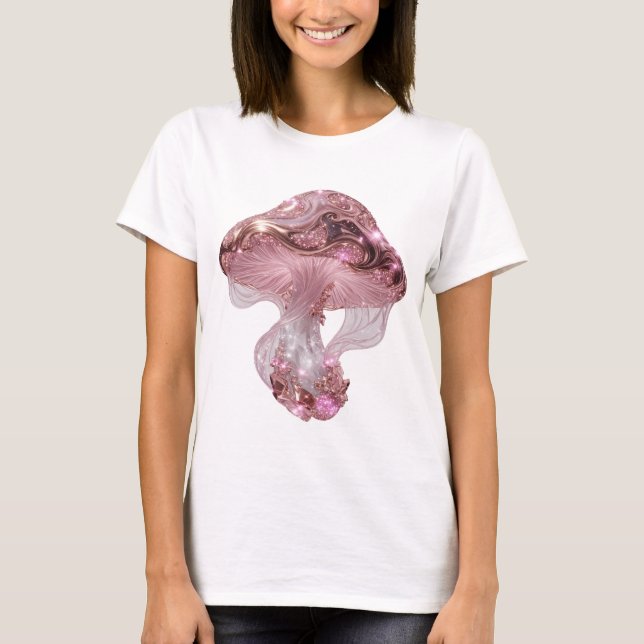 Lebendiges Silber STRAHLEND ROSA PILZ T-Shirt (Vorderseite)