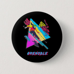 Lebendiges Skidesign mit Grenoble-Text-Ski  Button