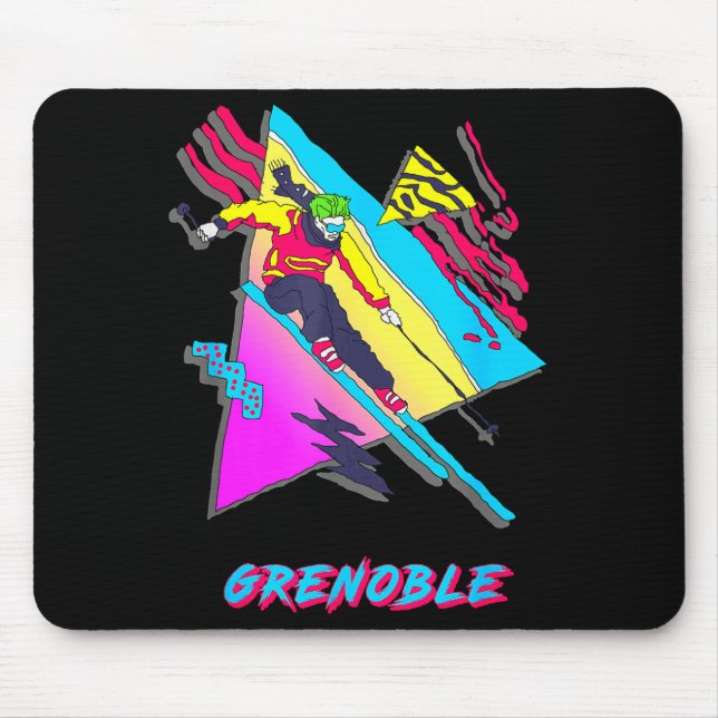 Lebendiges Skidesign mit Grenoble-Text-Ski Mousepad (Vorne)