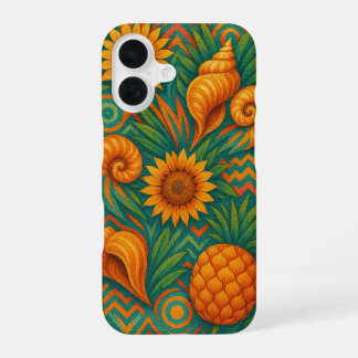 Lebendiges Sommer-Muster – Tropische Jahreszeit iPhone 16 Hülle