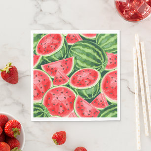 Lebendiges Sommer-Wassermelonen-Scheiben-Muster Serviette