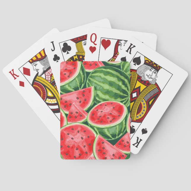 Lebendiges Sommer-Wassermelonenscheiben-Muster Spielkarten (Rückseite)