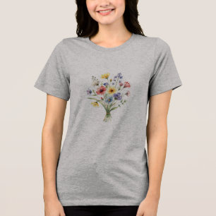 Lebendiges Sommerwiesen-Blumenstrauß-Clipart mit s Tri-Blend Shirt