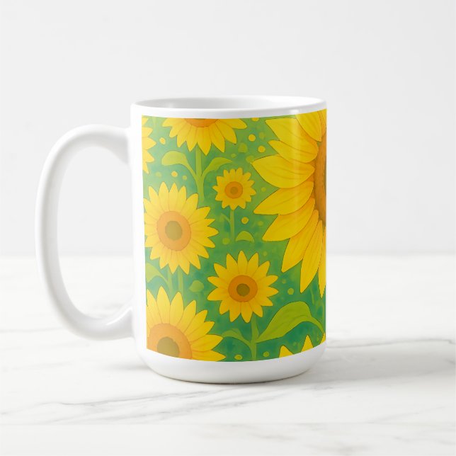 Lebendiges Sonnenblumenfeld-Muster Kaffeetasse (Links)