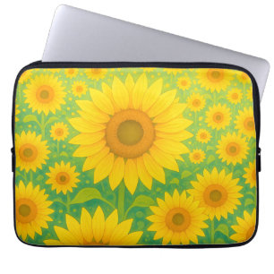 Lebendiges Sonnenblumenfeld-Muster Laptopschutzhülle