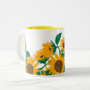 Lebendiges Sonnenblumenstrauß Zweifarben-Kaffeetas Zweifarbige Tasse