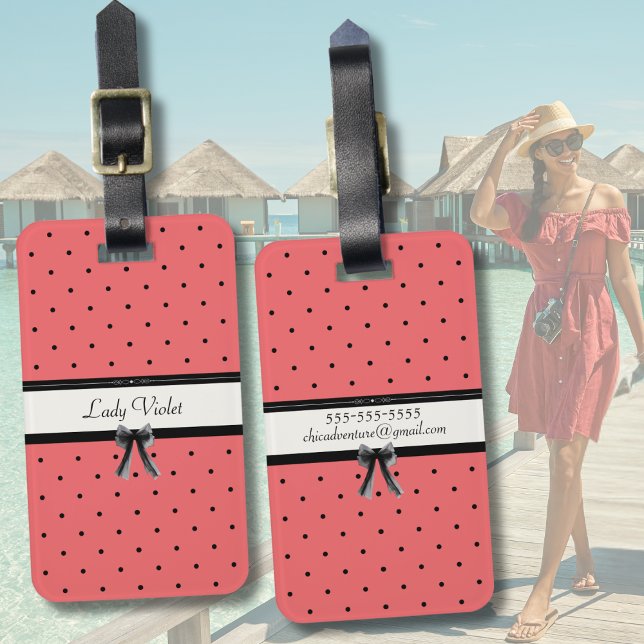 Lebendiges Sonnenuntergangs-Koralle Sommer Chic Ge Gepäckanhänger (Travel in style! 🌴 Chic coral & polka dots for the ultimate resort-ready aesthetic. #TravelGear)