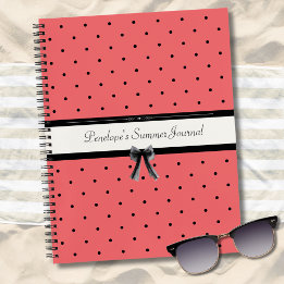 Lebendiges Sonnenuntergangs-Korallen-Polka-Punkte- Notizbuch