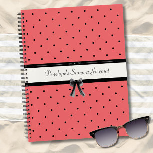 Lebendiges Sonnenuntergangs-Korallen-Polka-Punkte- Notizbuch